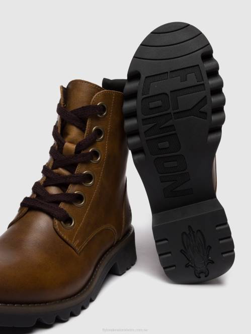 ankelboots med snörning ragi539 kvinnor Fly London 2T02251 matta kamel