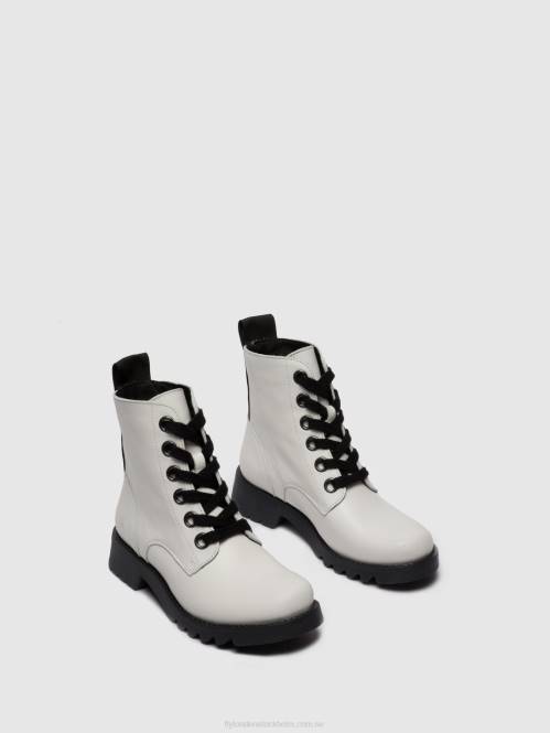 ankelboots med snörning ragi539 kvinnor Fly London 2T02286 matta offwhite