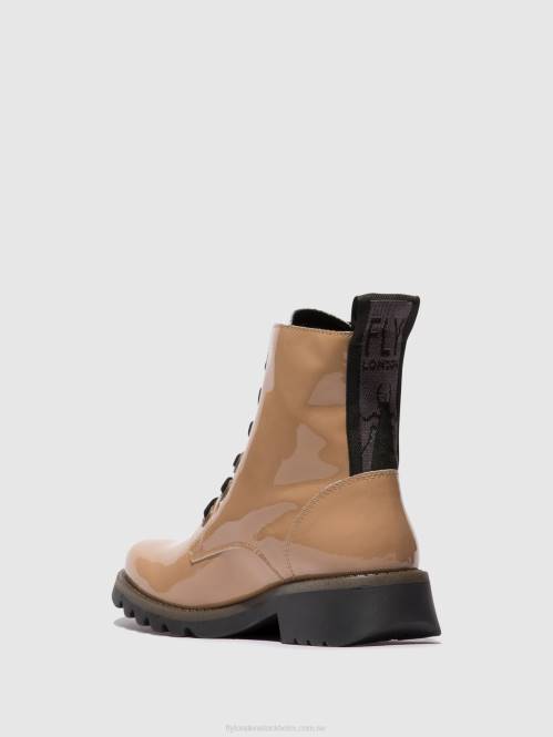ankelboots med snörning ragi539 kvinnor Fly London 2T0295 capuccino (svart sula)