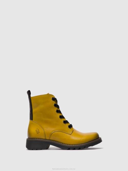 ankelboots med snörning ragi539 kvinnor Fly London 2T0296 senap