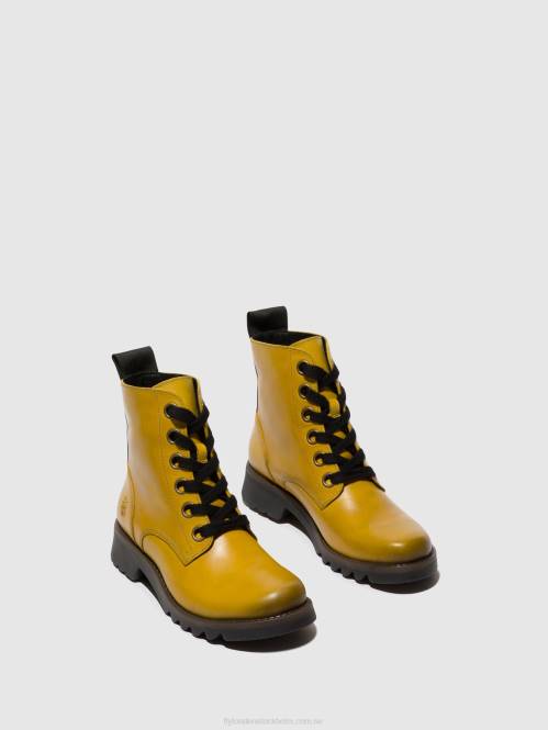 ankelboots med snörning ragi539 kvinnor Fly London 2T0296 senap