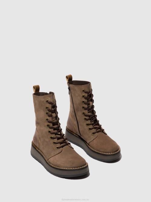 ankelboots med snörning rami043 kvinnor Fly London 2T0220 taupe/kamel