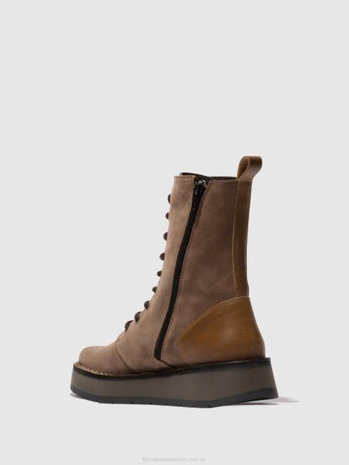 ankelboots med snörning rami043 kvinnor Fly London 2T0220 taupe/kamel