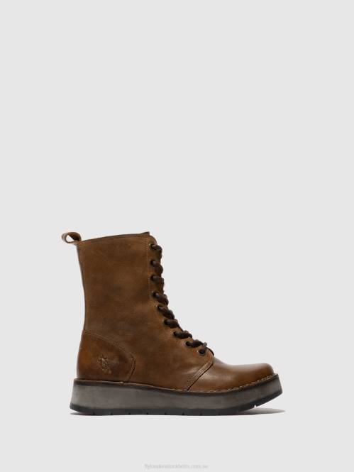 ankelboots med snörning rami043 kvinnor Fly London 2T02244 matta kamel