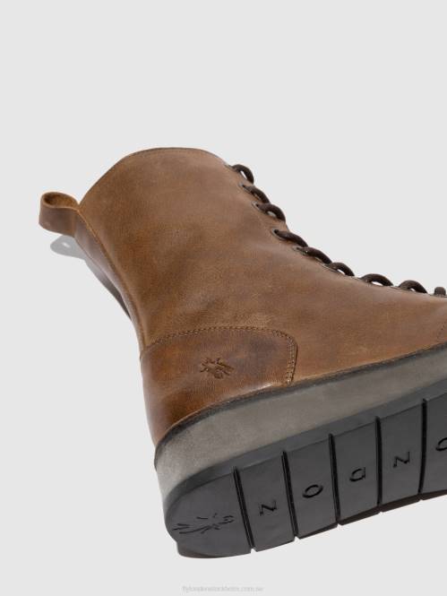 ankelboots med snörning rami043 kvinnor Fly London 2T02244 matta kamel