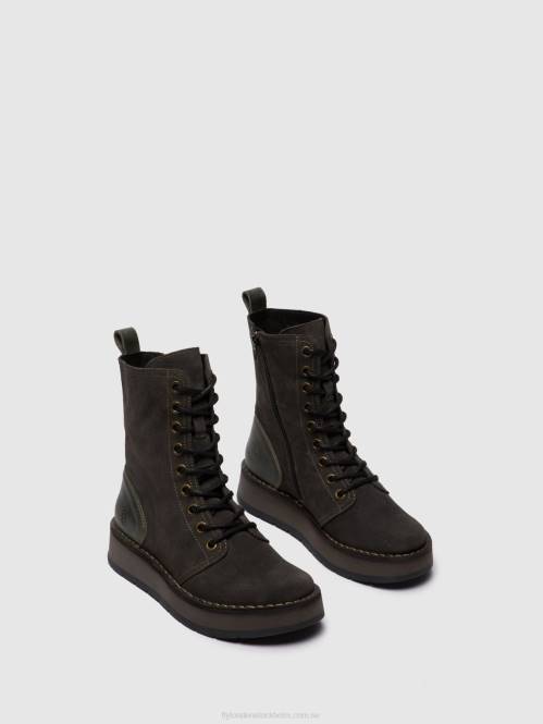 ankelboots med snörning rami043 kvinnor Fly London 2T02247 oljemocka/matta diesel