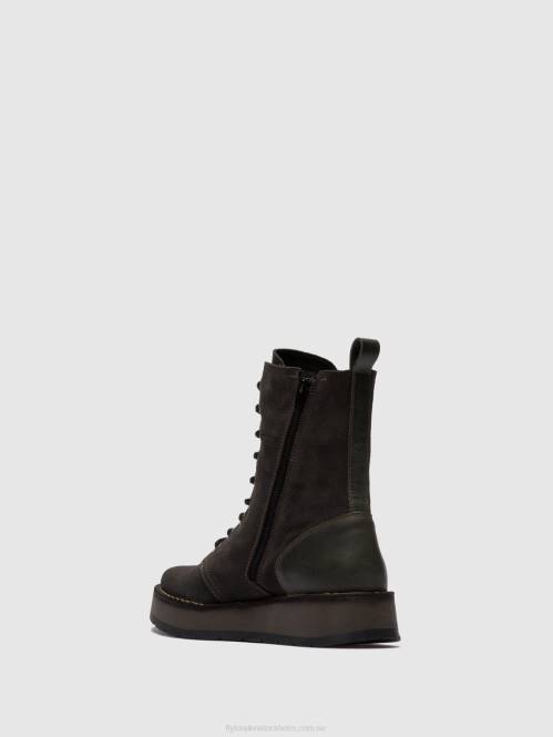 ankelboots med snörning rami043 kvinnor Fly London 2T02247 oljemocka/matta diesel