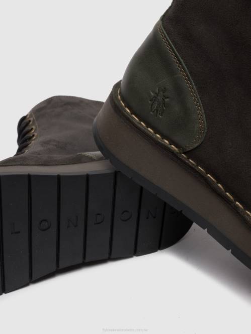 ankelboots med snörning rami043 kvinnor Fly London 2T02247 oljemocka/matta diesel