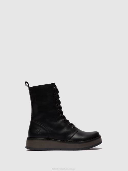 ankelboots med snörning rami043 kvinnor Fly London 2T02250 matta svart