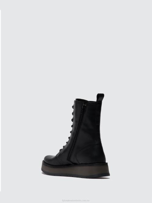 ankelboots med snörning rami043 kvinnor Fly London 2T02250 matta svart
