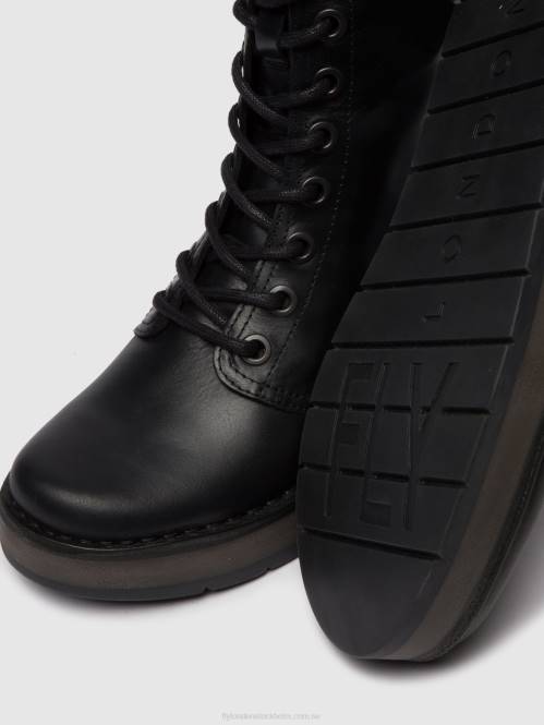 ankelboots med snörning rami043 kvinnor Fly London 2T02250 matta svart