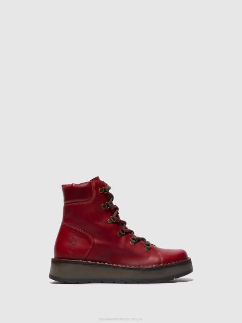 ankelboots med snörning roxy094 kvinnor Fly London 2T0290 röd