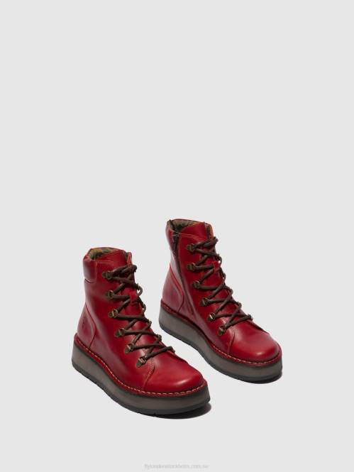 ankelboots med snörning roxy094 kvinnor Fly London 2T0290 röd