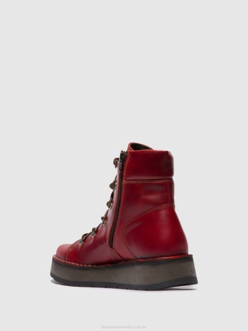 ankelboots med snörning roxy094 kvinnor Fly London 2T0290 röd