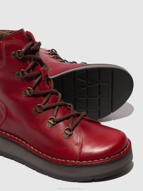ankelboots med snörning roxy094 kvinnor Fly London 2T0290 röd