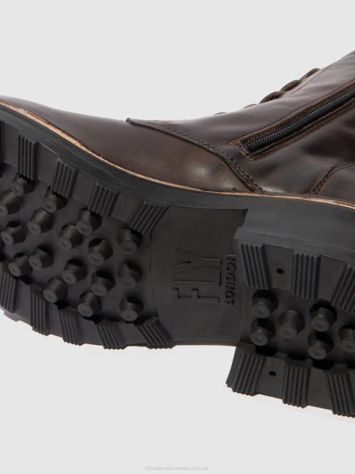 ankelboots med snörning thor035 kvinnor Fly London 2T02245 matta dk. brun