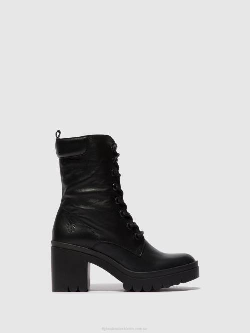 ankelboots med snörning tiel642 kvinnor Fly London 2T0285 svart