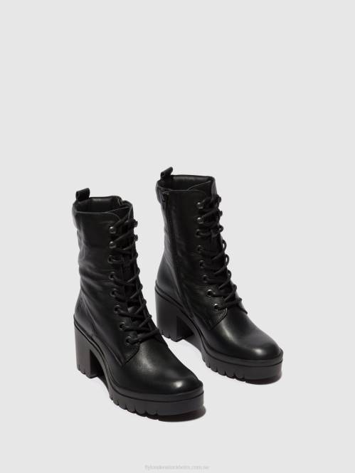ankelboots med snörning tiel642 kvinnor Fly London 2T0285 svart