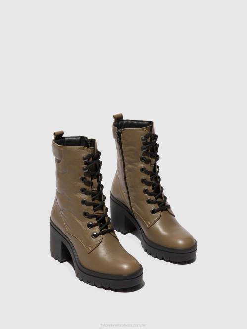 ankelboots med snörning tiel642 kvinnor Fly London 2T0286 taupe