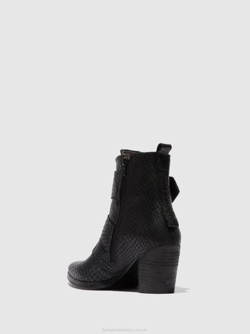 ankelboots med spänne aria827 kvinnor Fly London 2T02243 krokosvart