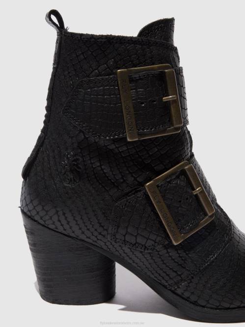 ankelboots med spänne aria827 kvinnor Fly London 2T02243 krokosvart