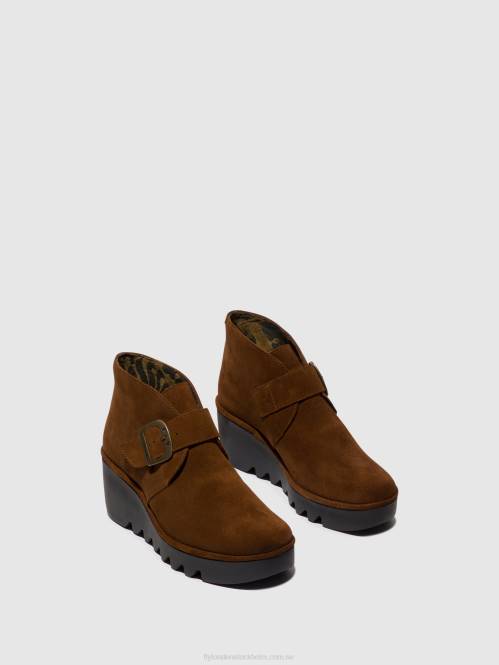 ankelboots med spänne birt397 kvinnor Fly London 2T02150 kamel