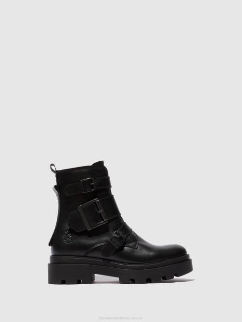 ankelboots med spänne jeda817 kvinnor Fly London 2T02241 nappa svart