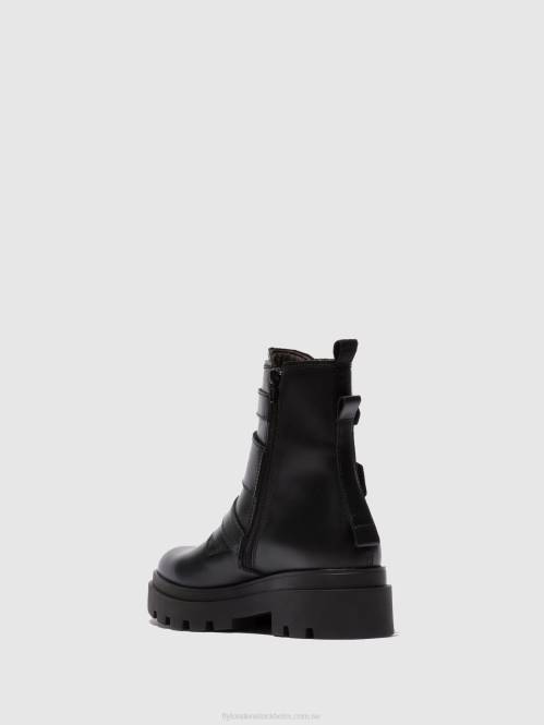 ankelboots med spänne jeda817 kvinnor Fly London 2T02241 nappa svart