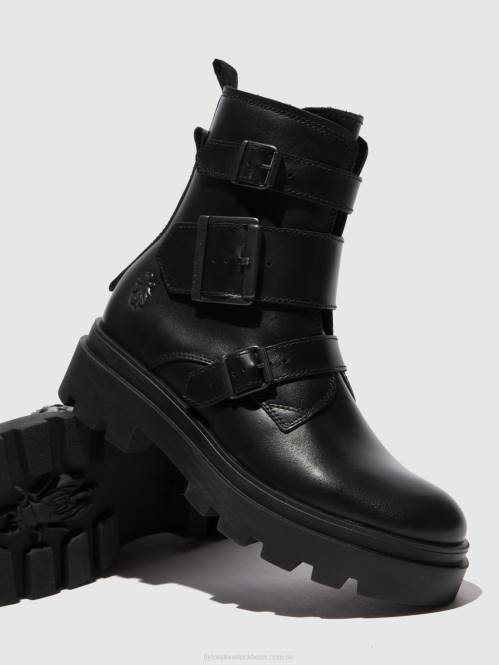 ankelboots med spänne jeda817 kvinnor Fly London 2T02241 nappa svart