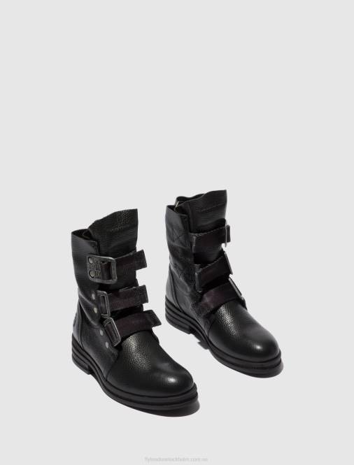 ankelboots med spänne kiff682 kvinnor Fly London 2T02238 rio svart