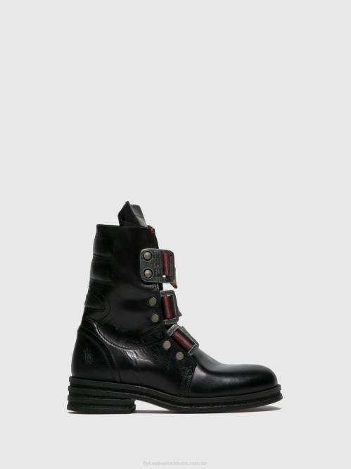 ankelboots med spänne kiff682 kvinnor Fly London 2T02259 matta svart