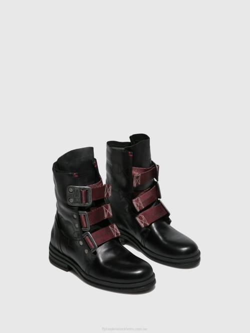 ankelboots med spänne kiff682 kvinnor Fly London 2T02259 matta svart