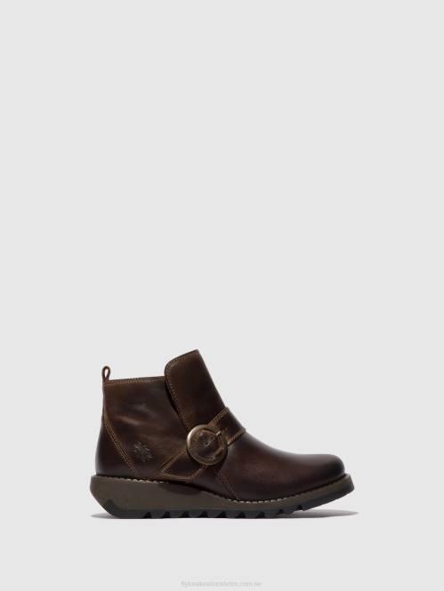 ankelboots med spänne sias812 kvinnor Fly London 2T02158 dk. brun