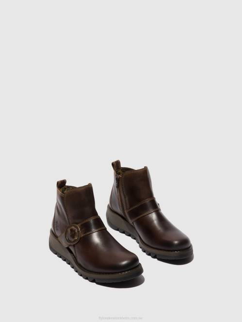 ankelboots med spänne sias812 kvinnor Fly London 2T02158 dk. brun
