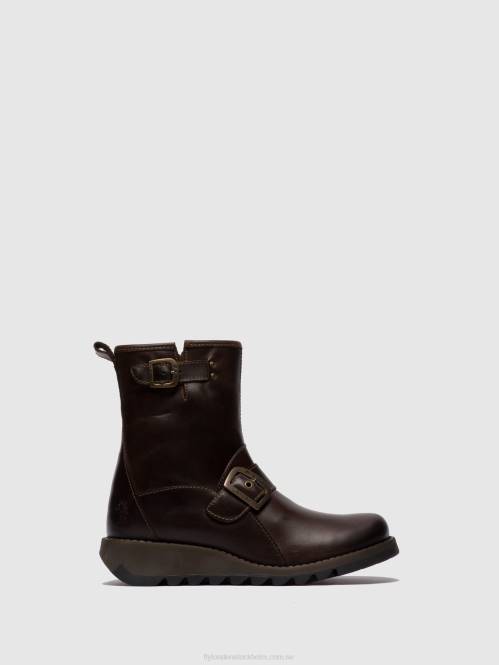 ankelboots med spänne sino525 kvinnor Fly London 2T02266 dk.brown