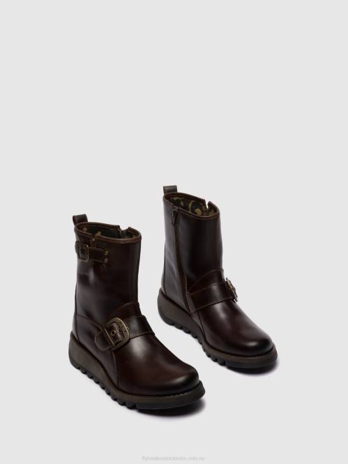ankelboots med spänne sino525 kvinnor Fly London 2T02266 dk.brown