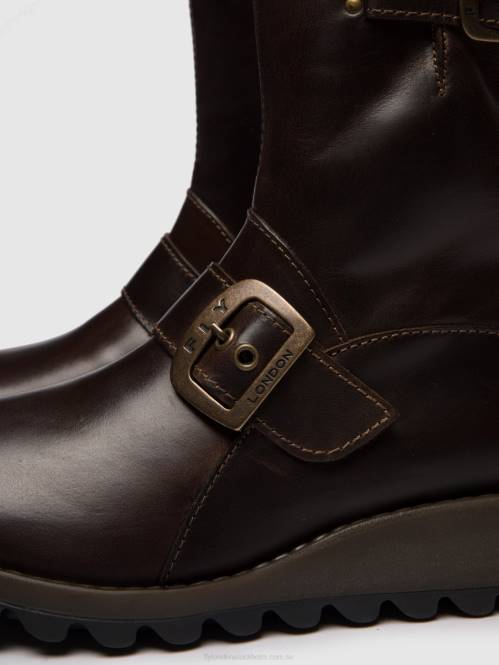ankelboots med spänne sino525 kvinnor Fly London 2T02266 dk.brown