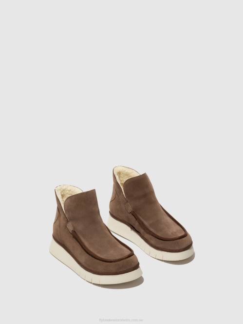 ankelstövlar med rund tå coze348 kvinnor Fly London 2T0284 taupe/kamel