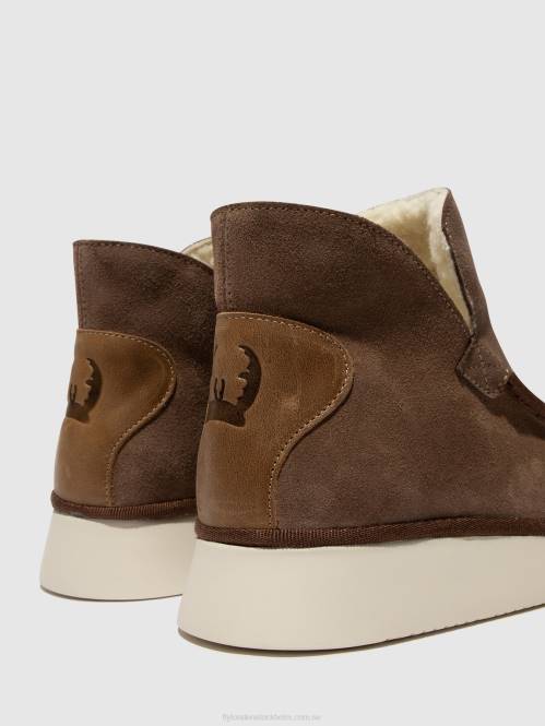 ankelstövlar med rund tå coze348 kvinnor Fly London 2T0284 taupe/kamel
