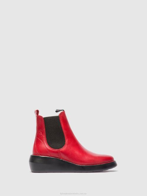 chelsea ankelboots bety502 kvinnor Fly London 2T02230 matta röd