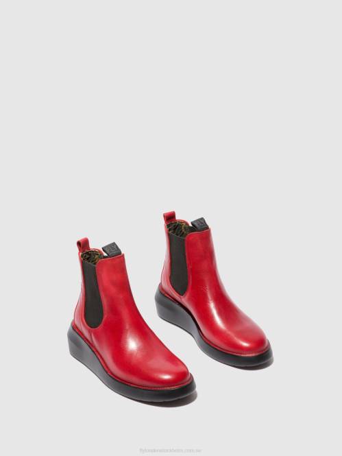 chelsea ankelboots bety502 kvinnor Fly London 2T02230 matta röd