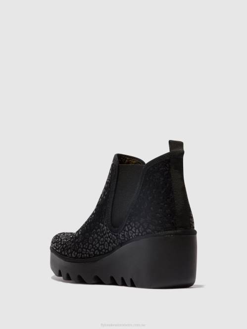 chelsea ankelboots byne349 kvinnor Fly London 2T02149 antracitfläckar