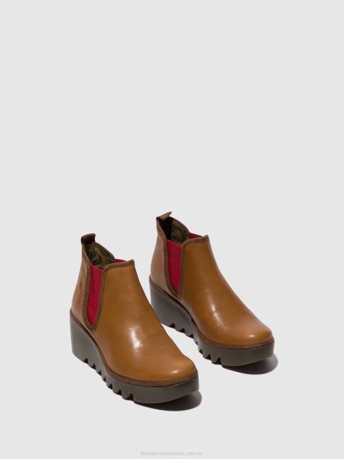 chelsea ankelboots byne349 kvinnor Fly London 2T02152 cuoio (röd resår)