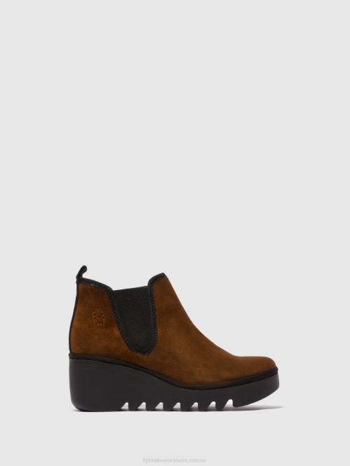 chelsea ankelboots byne349 kvinnor Fly London 2T02229 kamel i oljemocka