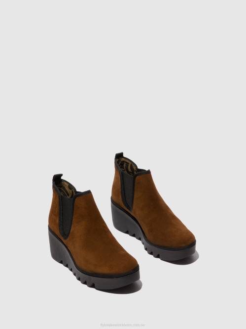 chelsea ankelboots byne349 kvinnor Fly London 2T02229 kamel i oljemocka