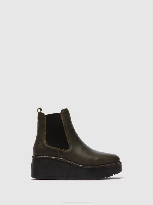 chelsea ankelboots hama238 kvinnor Fly London 2T02139 dk. grön