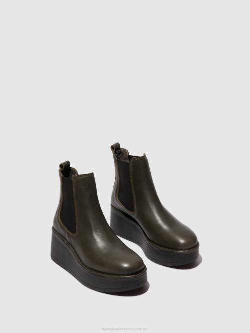 chelsea ankelboots hama238 kvinnor Fly London 2T02139 dk. grön