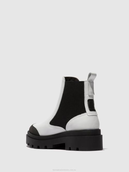 chelsea ankelboots jeba879 kvinnor Fly London 2T02134 vit