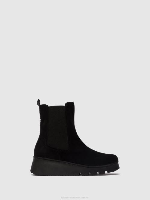 chelsea ankelboots paty405 kvinnor Fly London 2T026 svart mocka för barn