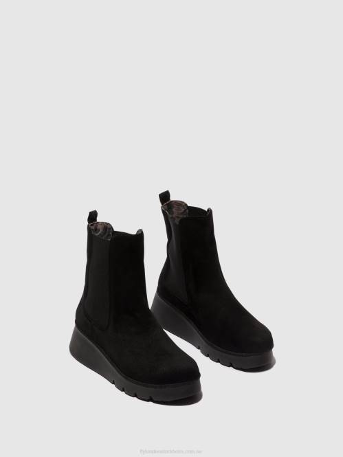 chelsea ankelboots paty405 kvinnor Fly London 2T026 svart mocka för barn